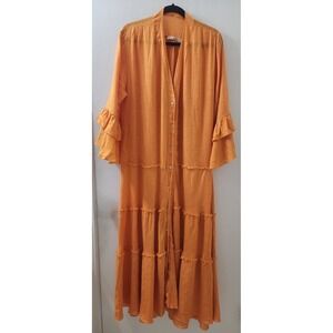 Button-Front Tiered Maxi Dress in Orange
